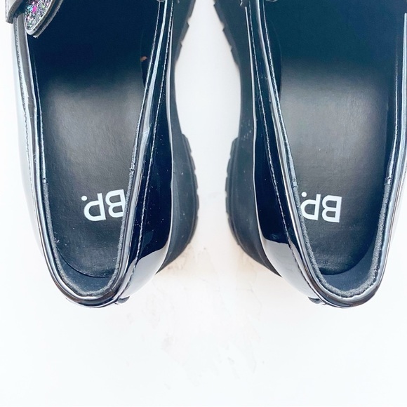 BP. Shilo Black Sparkle Glitter Platform Lug Sole Loafers Y2K 90’s NEW - Picture 6 of 9